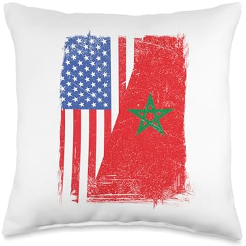 Moroccan American Flag Morocco Moorish Roots Proud Moors Throw Pillow