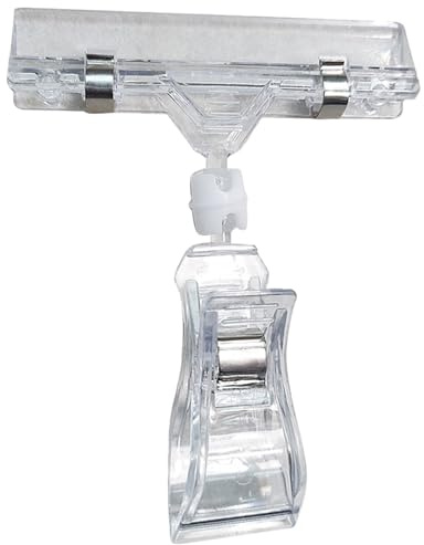 Clip per cartelli, Clip for porta cartelli in plastica da 30 pezzi, clip for display a doppia testa girevoli for articoli trasparenti