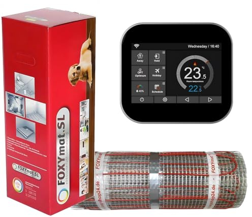 FOXYMAT.SL RAPID elektrische Fußbodenheizung, 4.0 m² (0.5m x 8m) | 200 Watt pro m², mit Thermostat SPS