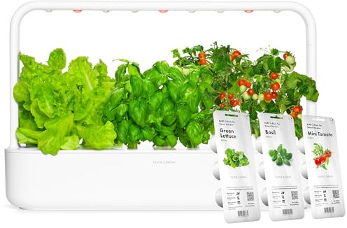 Click & Grow Indoor Herb Garden Kit with Grow Light | Easier than Hydroponics Growing System | Smart Garden for Home Kitchen Windowsill | Vegetable & Herb Garden Starter Kit with 9 plant pods, White