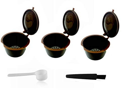 LIGICKY 3 Stück Kaffee Kapseln Nachfüllbare Wiederverwendbare i cafilas Kaffeekapsel-Filtertasse Kapsel für Dolce Gusto mit 1 Kaffeelöffel und 1 Bürste