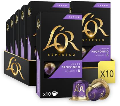 L'OR Profondo - 100 Capsules de Café intensité 8 - Compatibles Nespresso®* (lot de 10 x 10)