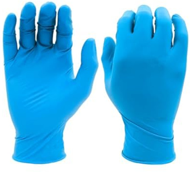 SHOWA 7502PF Biodegradable, 100% nitrilo, sin polvo, sin acelerador, guantes desechables de 240 mm de largo, 0,06 mm de grosor, azul, L