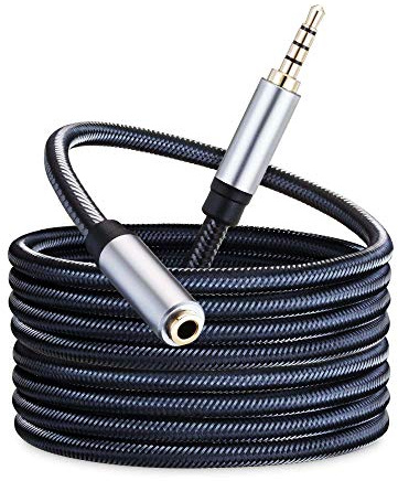 Audio Mic Extension Cable 1Ft,3.5mm Aux Headphone Extender 4-Pole Jack Plug Extension Lead Stereo Male to Female Braided Cord for Headset,TV,Laptop,Phone,Switch Lite,Car,PS4,Xbox and More(1Ft/0.3M)