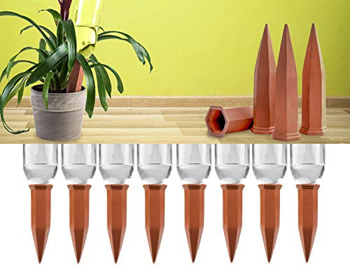 8 Stücke Automatisch Keramische Bewässerung Set,RoseFlower Tonkegel Selbstbewässernde Spike Wasserspender mit Free Gartenwerkzeuge für Indoor & Outdoor Home Office Garten Pflanzen