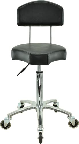 VAKON SALON - Ergonomischer Rundsitz mit Lehne höhenverstellbar von 55 bis 75 cm Rollhocker - Drehhocker Arbeitshocker Praxishocker