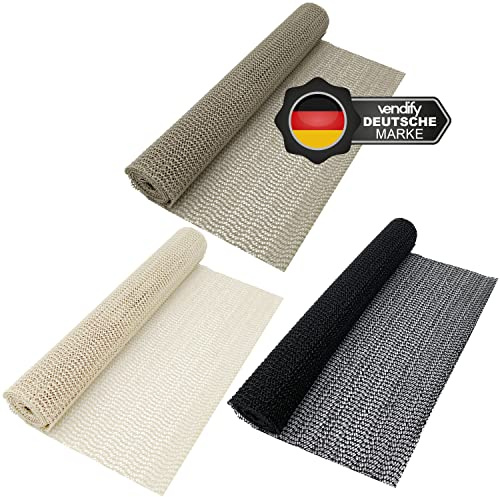 vendify® Antirutschmatte für Teppich 3er-Set - Antirutschunterlage je 30x150 cm - Zuschneidbar, Waschbar, Wiederverwendbar, rutschfest - Teppich-Unterlage Schubladenmatte Kofferraum