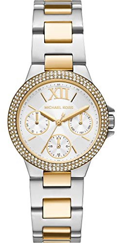 Michael Kors Montre Camille pour Femme, 33mm Mouvement chronographe à Quartz avec Bracelet en Acier Inoxydable