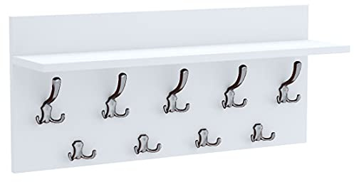 AKKE Wandhaken Garderobenhaken - Kleiderhaken Wandgarderobe Garderobenleiste Mit Ablage - Verti 90 Weiss/Chrom