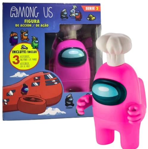 Among Us Sammel-Actionfigur Serie 2 mit Zubehör (Rosa)