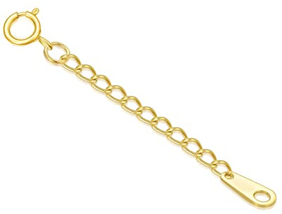 DUGISOWE 10k Real Gold 1/1.5/2/3/4 Necklace Extender Chain, Durable Strong Removable Gold Chain Extender, 10k Gold Adjustable Extension Chain for Necklace Bracelet Anklet (3inch, style 6-yellow)