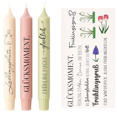 Kerzen Tattoofolie Frühling DIN A4 – Wasserschiebefolie Kerzensticker mit Sprüchen – DIY Kerzen gestalten für weiße Stabkerzen & Keramik – Frühlingsdeko Geschenkidee