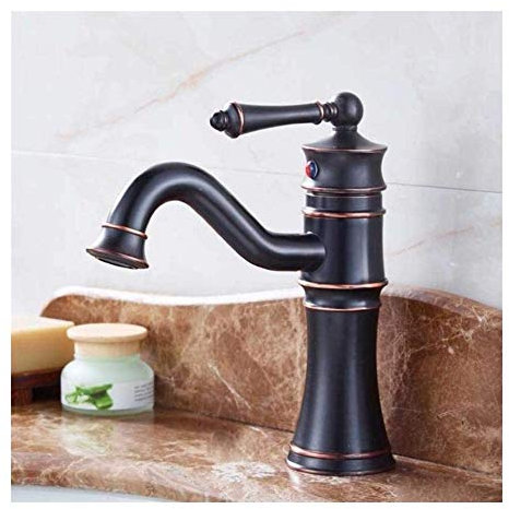 VIROYA Grifo de Lavabo, grifos de Ducha de baño, Lavabo clásico de Bronce Negro con Grifo frío y Caliente, Grifo de Cobre para Lavabo de baño Que se Puede Girar Good