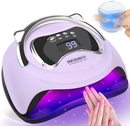 ENCOUN 180W UV Lampe für Gelnägel, Led Lampe Nägel, UV Lampe für Nägel, Nageltrockner Lampe mit süßer Griff, Mini Nagellack UV Lampes, mit 4 Timer Einstellungen, Nagellampes für Anfänger-Nail-Art-DIY