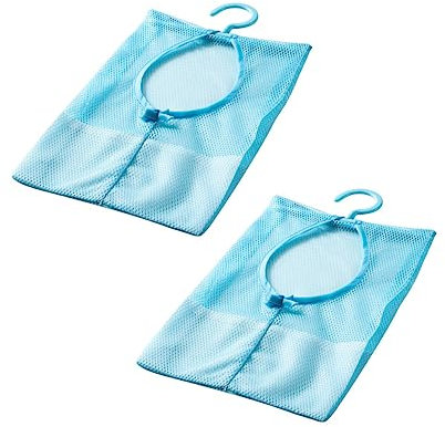 Cabilock 2 Pièces Panier À Linge Porte Suspendu Panier À Linge Maille Pince À Linge Panier À Linge En Maille Bleu Sacs De Rangement Polyvalent