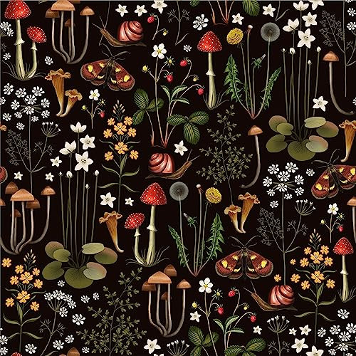 Alzkkll Papier Peint Champignon Forêt - 44.5×300cm Adhésif Épaissir Pour Meuble, Chambre, Armoire, Cuisine - Decoratif Lavable
