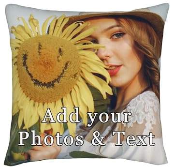 Personnalisé HousseDe Coussin,Personnalisée Imprimée Recto-Verso Tout Texte Et Image.Cadeau pour Coussin Personnalisée pour Père, Maman, Enfants,Amis ou Amoureux-45x45cm