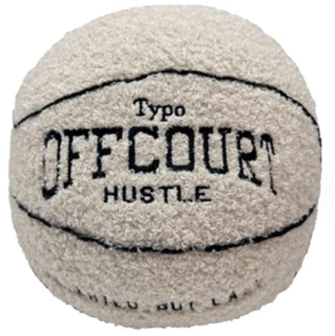 OUKEYI 9.8/25cm Offcourt Basketball Plush Toy, Soft Basketball Plush Pillow Stuffed Basketball Plush Toy Sofa Ball Pillow Household Stuffed Ball for Fans Boys and Girls All of Age (Beige)