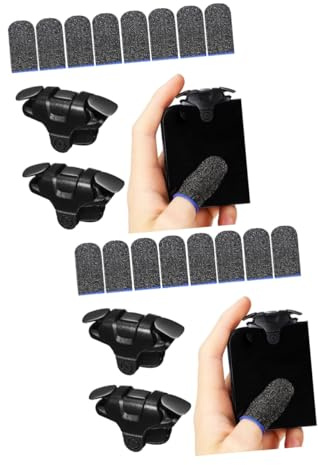 OSALADI 2sätze Mobile Gaming Fingerhandschuhe Mit Game Trigger Für Smartphones Schwarze Silberne Fingerhülsen Rutschfest Atmungsaktiv Kompatibel Mit Meisten Handys Für Besseres