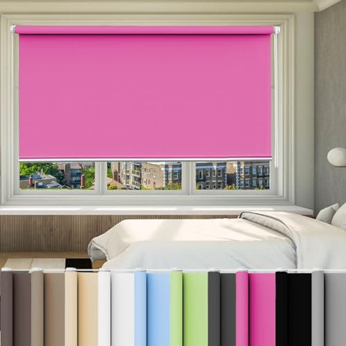 Thermorollo 55 x 140 cm Hitzeschutz, Sichtschutz, Ohne Bohren Rollo Seitenzugrollo Verdunkelung für Fenster und Tür, Rosa