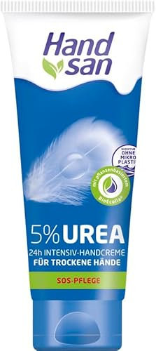 Handsan Urea - Crema intensiva per le mani, con urea al 5%, idratante e ad assorbimento rapido, per mani molto secche e danneggiate, 90 ml