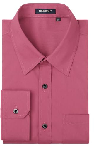HISDERN Chemise de Ceremonie pour Hommes en Coton, a Manches Longues, Boutonne, a la Coupe Normale, pour Hommes