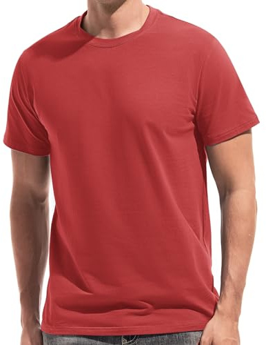 VEIISAR T-shirt för män, atletisk passform, bomullsstretch, undertröja, Mörkröd, L