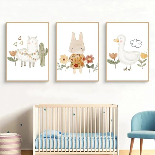 Ueiwffzo 3er Poster Set Bilder Kinderzimmer, Premium Leinwandbilder Wandbilder Set, Niedliche Wanddeko und Boho Deko für Kinderzimmer & Babyzimmer, ohne Rahmen (40 x 50 cm)