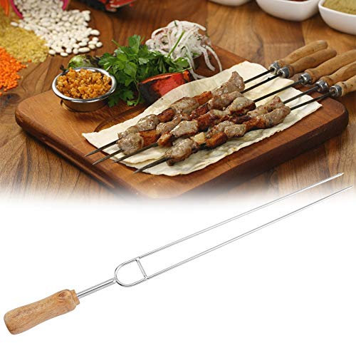 Tenedor para Barbacoa en Forma de U de Acero Inoxidable Resistente con de Madera, Ideal para Asar Brochetas, Alitas de Pollo y Salchichas para Picnic o Parrilladas en el Patio