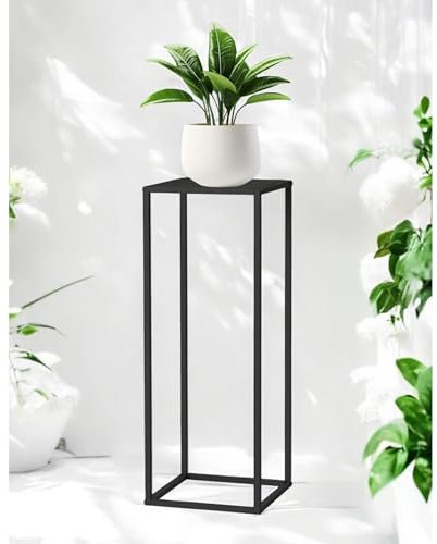 DanDiBo Plant Stand Metal Black Square 80 cm 96588 Side Table Tall Flower Stool Flower Stand Design Modern