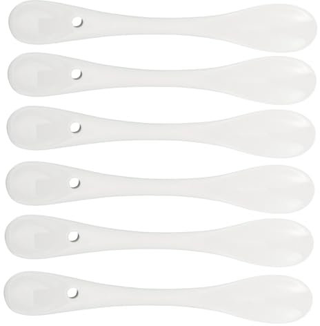 Amosfun 6pcs Ceramic Coffee Spoons Stirring Spoons for Ice Cream Sundae Tea Desserts Home Restaurant Use
