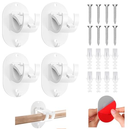 DINGFENG 4 Gardinenstangenhalter klebehaken selbstklebend ohne Bohren
