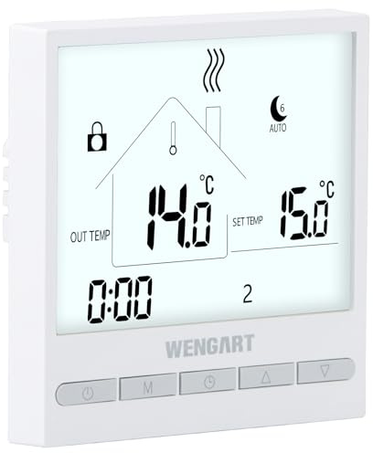 Wengart Termostato intelligente WiFi WG376, 3 A, per riscaldamento a pavimento ad acqua e riscaldatori per gas, programmazione settimanale, controllo app e controllo vocale, compatibile con Alexa e