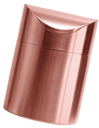 PRETYZOOM Petite Poubelle De Comptoir Dorée, Mini Corbeille à Déchets En Acier Inoxydable, Avec Couvercle Pression, Pour Bureau, Voiture, Maison, Compacte Et Pratique