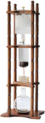 WOTZOV Cold Brew Drip Coffee Maker, Iced Coffee Cold Brew Drip Tower Coffee Maker Wooden, Make Ice-drip Coffee for About 25 People, with Slow Drip Technology, for Home Office