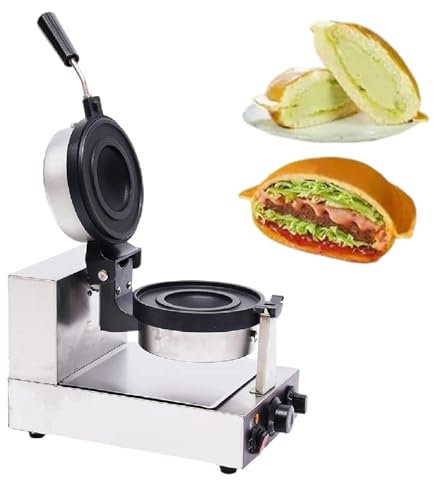 XSDAJSD Gaufrier à Hamburger, 1 200 W, plaques antiadhésives en Acier Inoxydable Belge, Chauffage Double Face, Rotation à 180 ° (Simple 220 V)