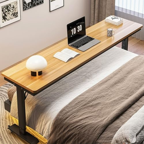 Scrivania da letto regolabile in altezza con ruote – Tavolo mobile per laptop, vassoio per letto arrotolabile, versatile postazione di lavoro per camera da letto, ideale per casa e ufficio