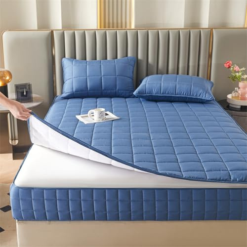 Coprimaterasso Matrimoniale A Sacco con Cerniera 70/80/90/130/140/160/170 Fodera Materasso Rimovibile Copri Proteggi Materasso Rivestimento Topper Lenzuolo Trapuntato A Cinque Lati (170X200+20cm,C)