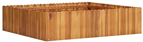 HaoChrymec Jardinière surélevée with Bois d'Acacia Massif, Design Rustique, Potager Surélevé, Carré Potager sur Pied, Bac Jardinière Extérieur, 100 x 100 x 25 cm