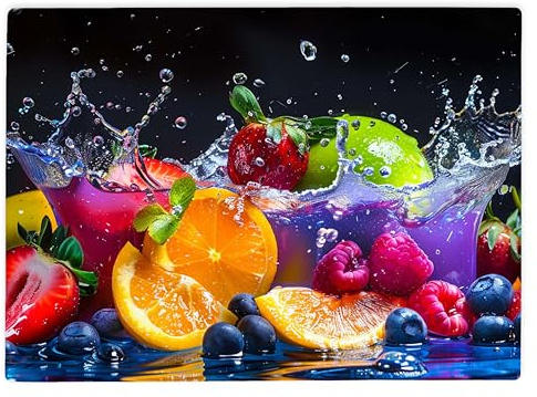 Shopagift Fruit Water Splash Glass Chopping Board Large Kitchen Worktop Saver 39cm x 28cm