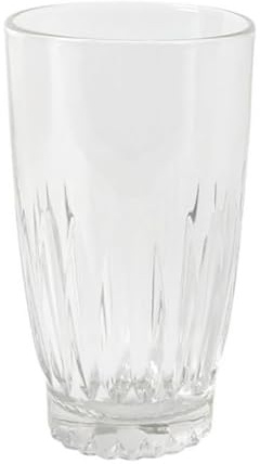 PEGANE Lot de 12 verre à cocktails jus sodas ou eau, verre strié à boire transparent 35,5cl - Dimension :7.7x13.6cm