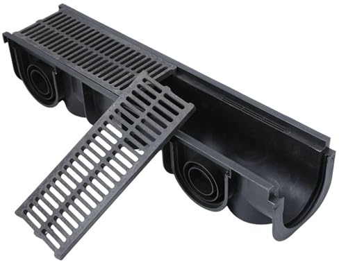 Fossa di Drenaggio in Plastica HDPE, Canaletta di Drenaggio a Forma di U Tagliabile for Giardini, Fattorie, Terrazze, Garage, Cortili, Prati e Marciapiedi