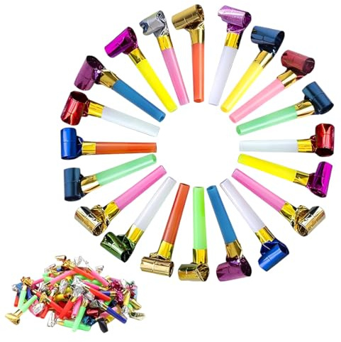 50 Pezzi Trombette Festa Compleanno, Trombette Colorate Party Blower Whistle Toy for Kids, Trombette Festa Compleanno Partito Fischietto per Matrimoni Carnevale Compleanno Bambini