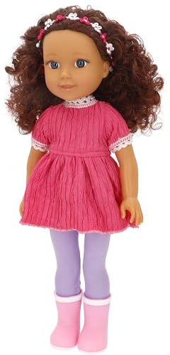ColorBaby Mara Muñeca Infantil articulada, 36 cm, Pelo castaño Rizado, Estilo Causal, Ropa incluida, Muñecas realistas, Juguetes niños 3 años, Regalos Navidad Infantiles (39361)