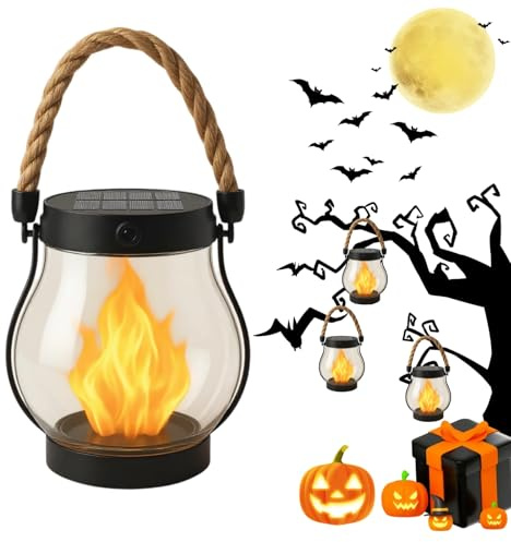kaliqo solar lantern outdoor lights Flammen-Solarlaterne für Draußen - Realistische Flammeneffekte, 1500 mAh Solar Laternen, 2-in-1 Solarladung und USB wiederaufladbar, IPX4, Gartenbeleuchtung