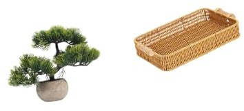 Baoblaze Artificial Bonsai Tree Woven Fruit Baskets Greenery Bonsai Collection Snack Serving Bowl Faux Plant in Pot Bread Plate for Table Centerpieces