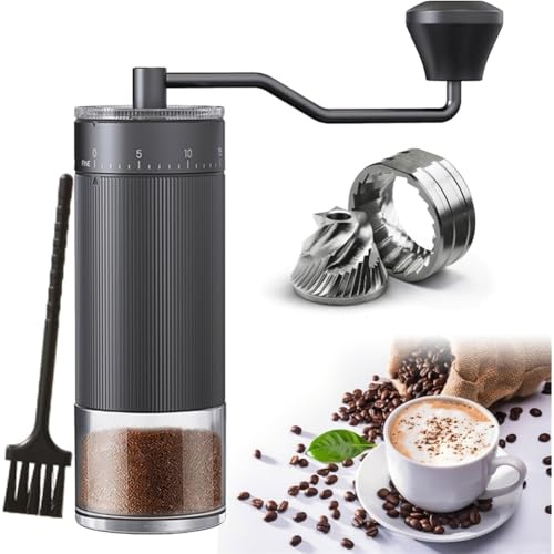 Fegtrtyoa Molinillo de Café Manual Portátil con Muelas Cónicas de Acero Inoxidable CNC y 40 Ajustes, Ideal para el Hogar, la Oficina o para Viajes.