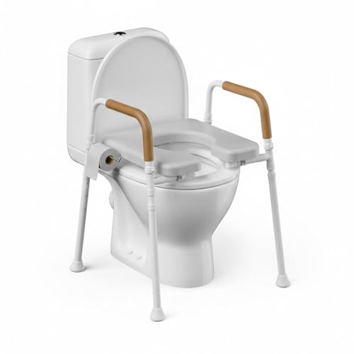 Onpickly Raised Toilet Seat with Handles – Adjustable Height Toilet Riser for Elderly & Disabled – 150kg Capacity – Unobstructed Front Design, Fits Most Standard Toilets | Unobstructed Front Design, Adjustable Height, For Elderly & Handicap, Fits Any Toilet, 350lbs Capacity