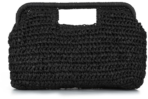 EVEOUT Clutch de Rafia Trenzada para Mujer Verano Cartera de Mano Rafia para Playa Vacaciones Boho Bolso Paja Tejido para Fiesta Bodas