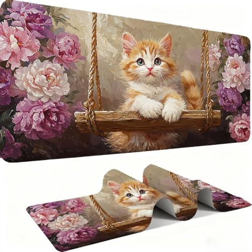 Tapis de Souris 600x300mm Tapis Souris Gamer, Mousepad de Bureau Ultra Mince Base en Caoutchouc Antidérapante Lavable Vitesse et précision Améliorées pour PC, Ordinateur, Travail-Swing Chat C0P-398
